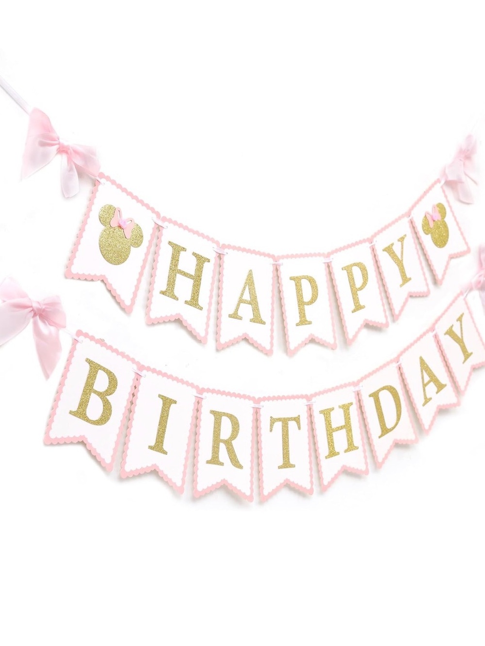 Minnie Mouse Happy Birthday Banner Garland - Party Decoration